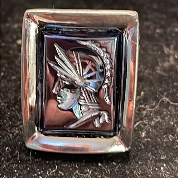 Vintage MCM silver tone intaglio Roman Centurion warrior bullet back cufflinks - Picture 6 of 14